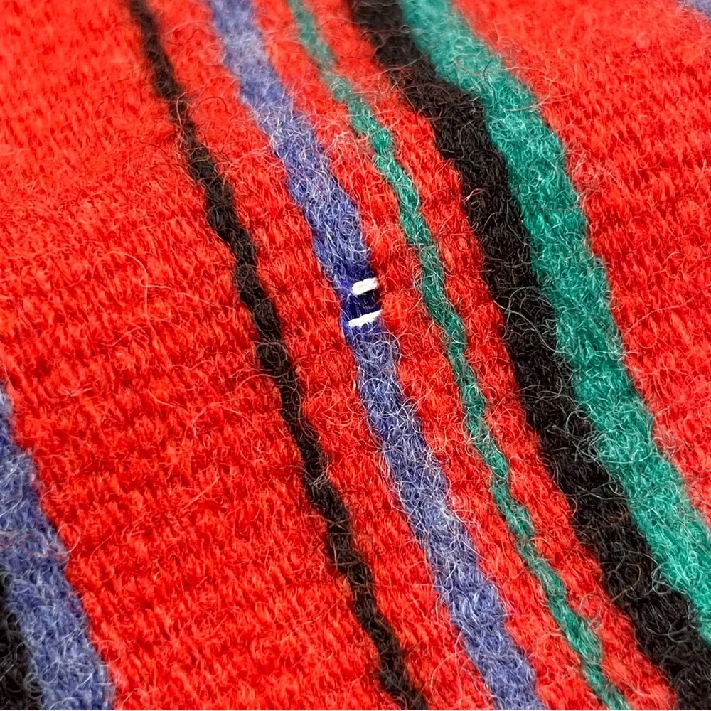 Vintage Table Runner Striped Fringe Red‎ Boho Eclectic Home Decor Dining Room